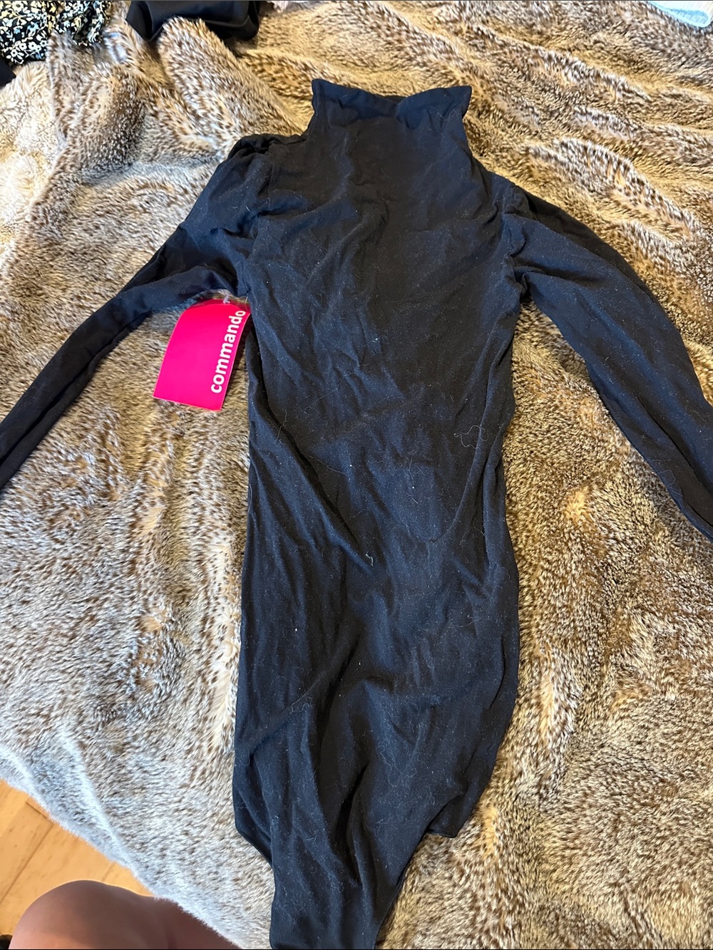Commando Black Long-Sleeve One-Piece Bodysuit